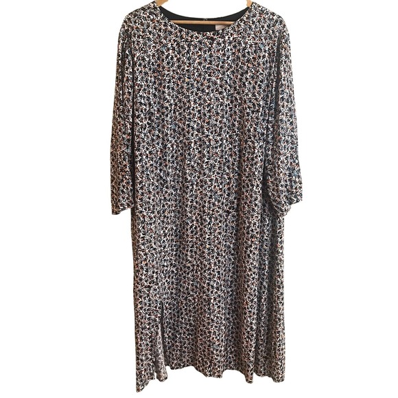 Loft Plus Multicolored Abstract Floral Dress Front‎ Side Slit 24 Woman's NWT - Picture 1 of 6